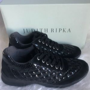 NIB Judith Ripka black suede sneakers 8.5